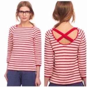 Lauren Moffatt XS Sweater Stripe Knit red cream